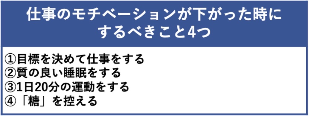 仕事のモチベーションが下がった時にするべきこと4つ